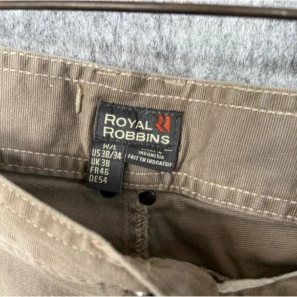 Royal Robbins Mens Utility Pants Size 38 Khaki Cotton Blend Outdoor Wear Read - Picture 10 of 10
